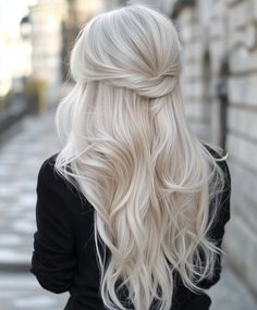 ☀️ Trendy Ombre Hair Platinum Blonde Valyrian Hair, Hair Platinum Blonde, Nordic Blonde, Blonde Platinum, Long White Hair, Grey Blonde, Highlights Blonde