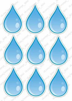 blue water droplet stickers for crafts and scrapbooking, set of 12