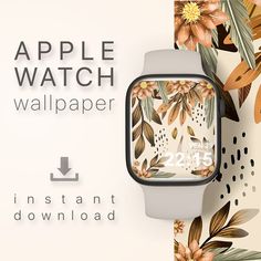 an apple watch wallpaper with flowers and leaves