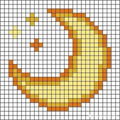 a cross stitch pattern with an orange smiley face