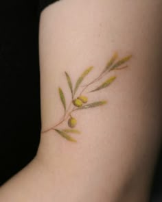 a small tattoo on the arm of a woman