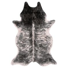 a black and white cat rug on a white background