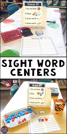 the sight word center is set up on a table