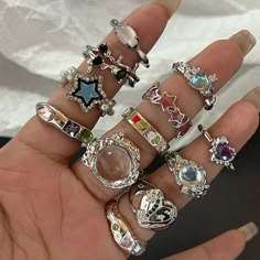 Kpop Heart, Rings Set For Women, Trendy Rings, Goth Jewelry, Punk Vintage, Trendy Ring, Jewelry Accessories Ideas, Rings Jewelry Fashion