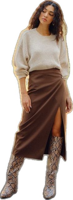 Chic Brown Maxi Skirt For Fall, Chic Long Pencil Skirt For Fall, Fall Asymmetrical Lined Pencil Skirt, Chic Maxi Skirt For Workwear In Fall, Elegant Brown Asymmetrical Skirt, Elegant Brown Maxi Skirt For Party, Formal Long Pencil Skirt For Fall, Elegant Knee-length Skirt For Fall, Formal Knee-length Mini Skirt For Fall