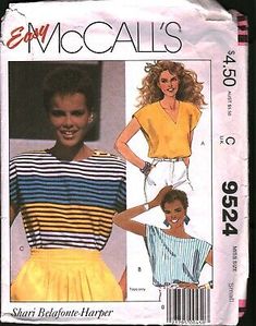 a woman's top and skirt sewing pattern from the 80s, with short sleeves