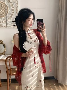 New Chinese Style Neck Hanging Dress Retro Improvement Cheongsam Summer New Print Slim Qipao Waist Chinese Modern Outfit, Chinese Fashion Aesthetic, Chinese Dress Modern, Modern Chinese Dress, Chinese New Year Outfit, Chinese Cheongsam Dress, Chinese Fashion Street, Qipao Cheongsam, New Years Outfit