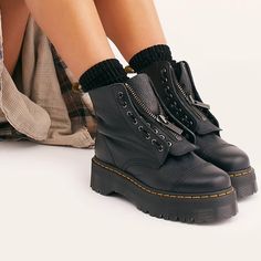 Dr. Martens Black Sinclair Milled Nappa Leather Platform Boots Platform Docs, Platform Doc Martens, Doc Martens Black, Leather Platform Boots, Shoes Dr Martens, Dr Martens Womens, Dr Martens Black