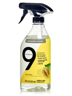 a bottle of lemon scent cleaner on a white background with the number 9 in it