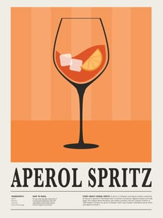 an advertisement for aperol spritz with a glass of wine