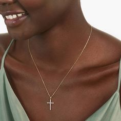 14K Yellow Gold Lab-Created Diamond Cross Pendant-81643y14l Cross Diamond Necklace, Statement Of Faith, Diamond Cross Necklace Gold, Diamond Cross Necklace, Jewelry Photoshoot, Diamond Cross Pendants, Diamond Cross, Fancy Color Diamonds, Lab Created Diamonds