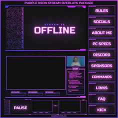 an image of a website page with the word offline in purple and black colors