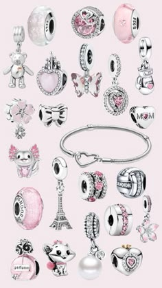 Pandora Charms Aesthetic, Pandora Bracelet Designs, Preppy Bracelets, Pandora Jewelry Charms, Cute Jewellery