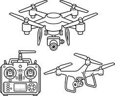 two remote controlled flying devices on white background royalty