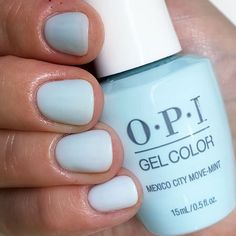 Blueberry Milk Nails Opi, Light Blue Opi Gel Polish, Opi Gel Blue Colors, Opi Blue Gel Polish, Mexico City Move Mint Opi, Opi Light Blue, Light Blue Nail Color, Opi Blue Colors, Opi Gel Nail Polish Colors