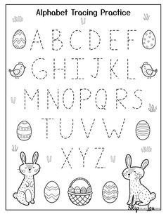 an alphabet worksheet with the letters and numbers to be used for easter activities