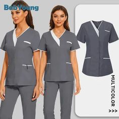 Clinical Workwear Medical Nurse Uniform Scrubs Top Short Sleeve Doctor Clothes Solid Color Medical Scrub Blouse Vneck Workwear - AliExpress 200000532 Hospital Clothes, Hospital Outfit