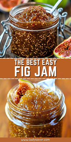 fig jam in a glass jar with spoons