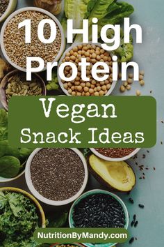 Click on this pin for 10 high-protein vegan snacks you can add to your meal plan to support your daily nutrition needs. For additional nutrition tips make sure to follow Nutrition By Mandy. Snacks For Athletes, Vegan Snack Ideas, High Protein Vegan Snacks, High Protein Vegetarian, Protein Vegetarian, Daily Nutrition, Vegan Snack