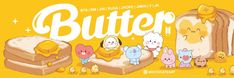 an advertisement for butter with cartoon characters around it