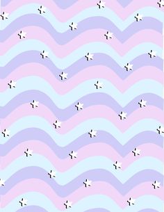 an abstract background with wavy waves and birds flying in the sky on pink, blue and lavender hues