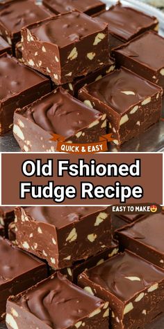 Treat yourself with this Old-Fashioned Fudge Recipe! Made with simple ingredients and packed with rich chocolate flavor, this fudge melts in your mouth. Visit my website for the recipe and bring a taste of nostalgia to your dessert table Old Fashioned Black Walnut Fudge, Condensed Milk Chocolate Fudge, Creamy Chocolate Fudge Recipes, Fudge Made With Chocolate Chips, Chocolate Fudge Candy, Fudge Made With Sweetened Condensed Milk And Chocolate Chips, Two Ingredient Chocolate Fudge, Easy Limited Ingredient Desserts, Buccees Fudge Recipe