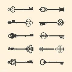 the keys to different styles and sizes are shown in this set, including one for each key