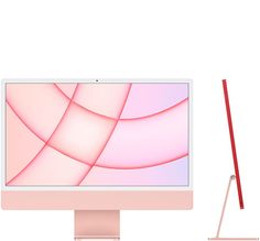 a computer monitor with a red pen next to it on a white surface and an apple pencil in front of the monitor