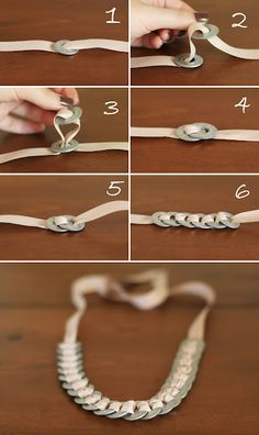 how to make a braided bracelet with ribbon and metal beads - step by step instructions