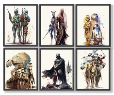 star wars art prints set of 4