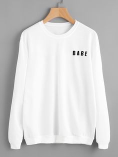 Shop Letter Print Sweatshirt online. SheIn offers Letter Print Sweatshirt & more to fit your fashionable needs. Cute Sweats, Trendy Hoodies, Whatsapp Call, Letter Print Sweatshirt, Sweatshirts Online, Cool Hoodies, Friends Shirt, Print Sweatshirt, White Sweatshirt