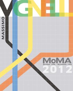 an advertisement for the 2012 moma art and design competition, with colorful lines on it