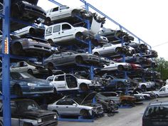 many cars are stacked on top of each other