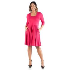 Plus Size 24Seven Comfort Apparel Fit and Flare Dress Trendy Plus Size Dresses, Business Casual Dresses, Plus Size Fits, Pocket Dress, Trendy Plus Size, Plus Size Dress, Just In Time, Fit Flare Dress, Fit And Flare Dress