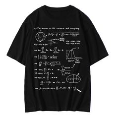 Discover the ultimate expression of geek chic with our Mathematical Formula 42 Answer Unisex T-shirt. Make a bold statement with our T-shirt, designed for those who embrace their inner geek and celebrate the wonders of mathematics and physics. Free shipping in the US and worldwide. S - Chest: 94 cm (37 in); Length: 67 cm (26.4 in). M - Chest: 100 cm (39.4 in); Length: 70 cm (27.6 in). L - Chest: 106 cm (41.7 in); Length: 73 cm (28.7 in). XL - Chest: 112 cm (44.1 in); Length: 75 cm (29.5 in). 2XL - Chest: 118 cm (46.5 in); Length: 77 cm (30.3 in). 3XL - Chest: 126 cm (49.6 in); Length: 80 cm (31.5 in). Multiple Color Options: Choose from classic black or pristine white colors to suit your personal style and express your individuality effortlessly. High-Quality Cotton Material: Crafted from Geek Aesthetic, Answer To Life, Aesthetic Black, Geek Chic, White Colors, Multiple Color, Black Aesthetic, Stylish Shirts, Suits You