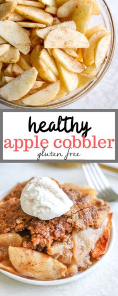 healthy apple cobbler recipe with apples and whipped cream