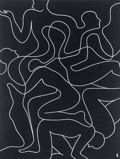 a black and white painting with lines on it