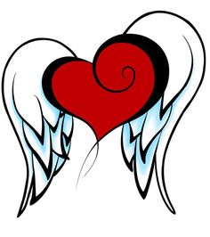 an angel heart with wings on it