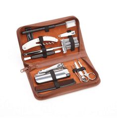 Royce New York Toiletry Grooming Shave Kit Mens Grooming Kit, Mens Travel, Mens Shaving, Toiletry Kit, Monogrammed Leather, Grooming Kit, New York Travel, Leather Travel, Mens Gift Sets