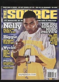 the source magazine cover with rapper nely on the front and back covers in yellow