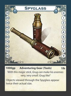 a card with an image of a spyglass and the caption above it reads,