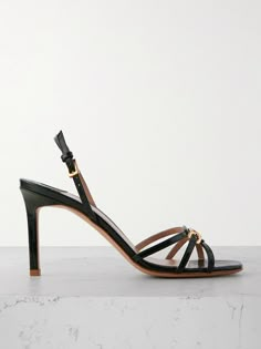 This version of TOM FORD's 'Whitney' sandals is topped with a trio of slim straps and centered with a gold-tone 'T' logo. They're made from croc-effect leather and have buckle-fastening slingback straps to ensure a secure fit. Cinderella's Glass Slipper, Latest Sandal, Flat Dress Shoes, Green Heels, Gucci Eyewear, Croc Leather, Brown Leather Sandals, Raffia Bag, Glass Slipper