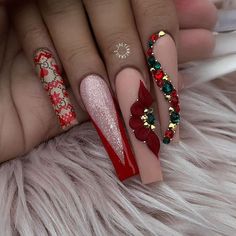 Nail Noel, Valentines Nail, Valentines Day Nail, Nails Art Designs, Stiletto Nails Designs, Bling Acrylic Nails