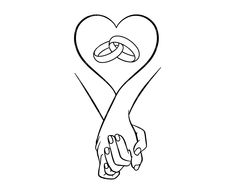 two hands holding each other in the shape of a heart with wedding rings on it