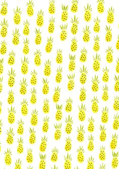 a white background with yellow pineapples on it