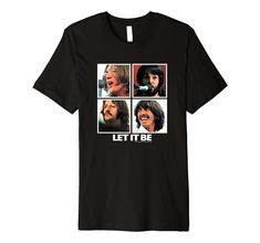 the beatles let it be t - shirt with four different faces and words on them