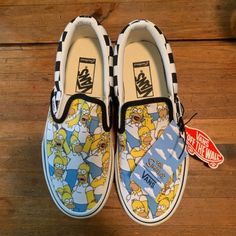 Vans The Simpsons X Vans Customs Slip-On (Men’s Size 3.5 / Women’s 5.0) *Limited* *Exclusive* *Collectors* Immerse Yourself In The World Of The Simpsons As Vans Pays Tribute To America’s Favorite Family. With A Radical Collection Of Exclusive Prints, The Simpson’s Customs Brings All Your Favorite Characters To Life. Vans Customs Have Been A Tradition Since 1966, When Paul Van Doren Made Shoes With Any Fabric People Brought By The Shop. Custom Slip On Vans, Van Doren, The Simpson, Custom Vans, How To Make Shoes, Womens Vans, The Simpsons, Vans Shoes, Favorite Character