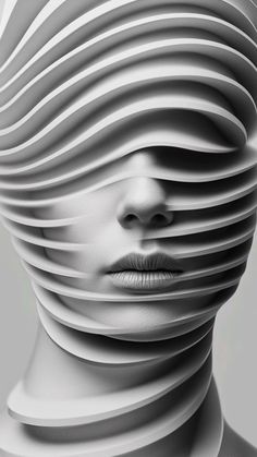 a woman's face is made up of wavy lines and the image appears to be distorted