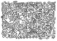 an abstract black and white drawing with the words soda stream in red, surrounded by doodles