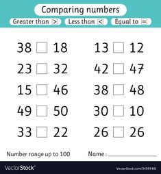 a printable worksheet for comparing numbers from 1 to 10 with the same number